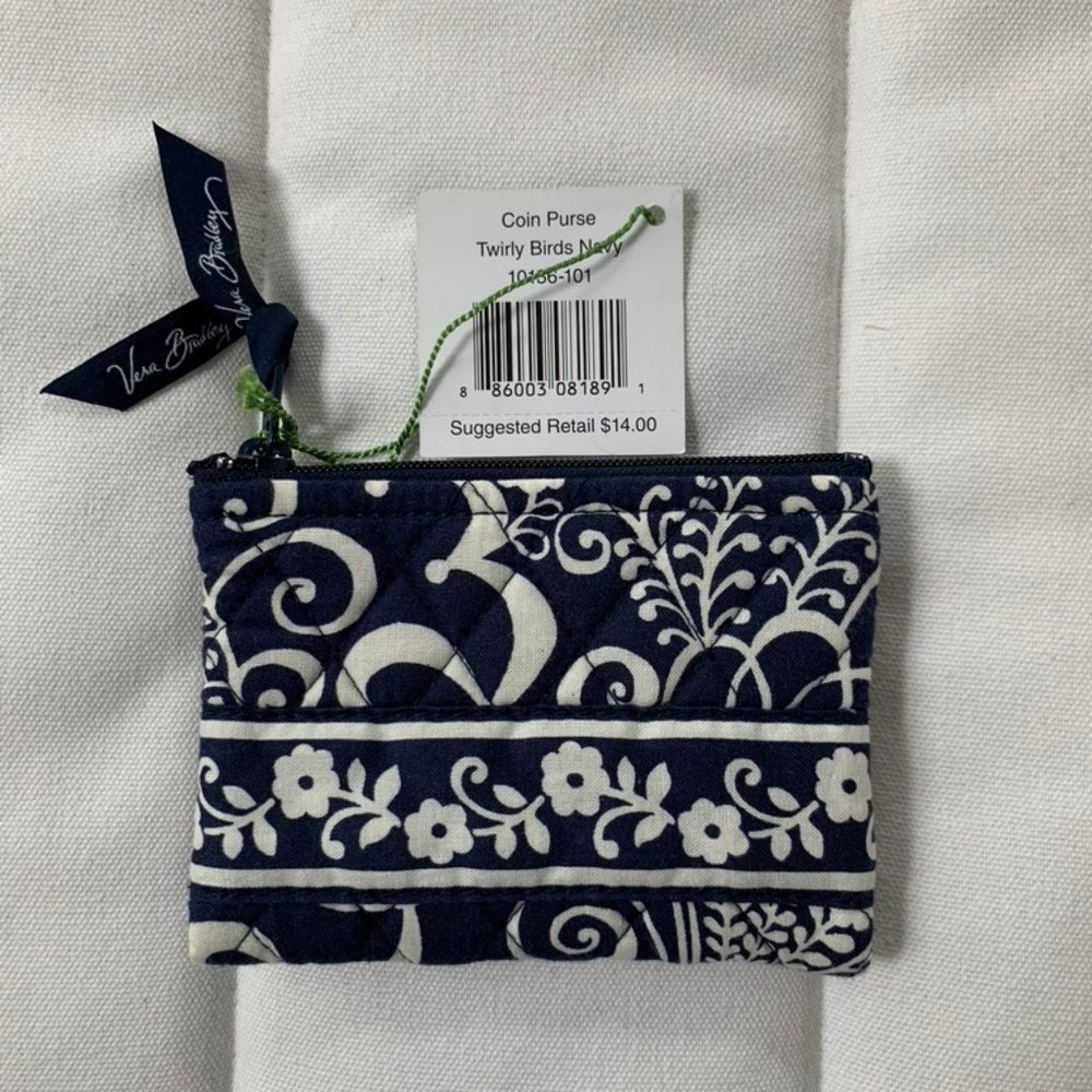 Vera Bradley Coin Purse Twirly Birds Navy